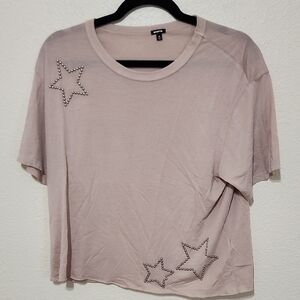 Monrow Pink Graphic Crop Tee